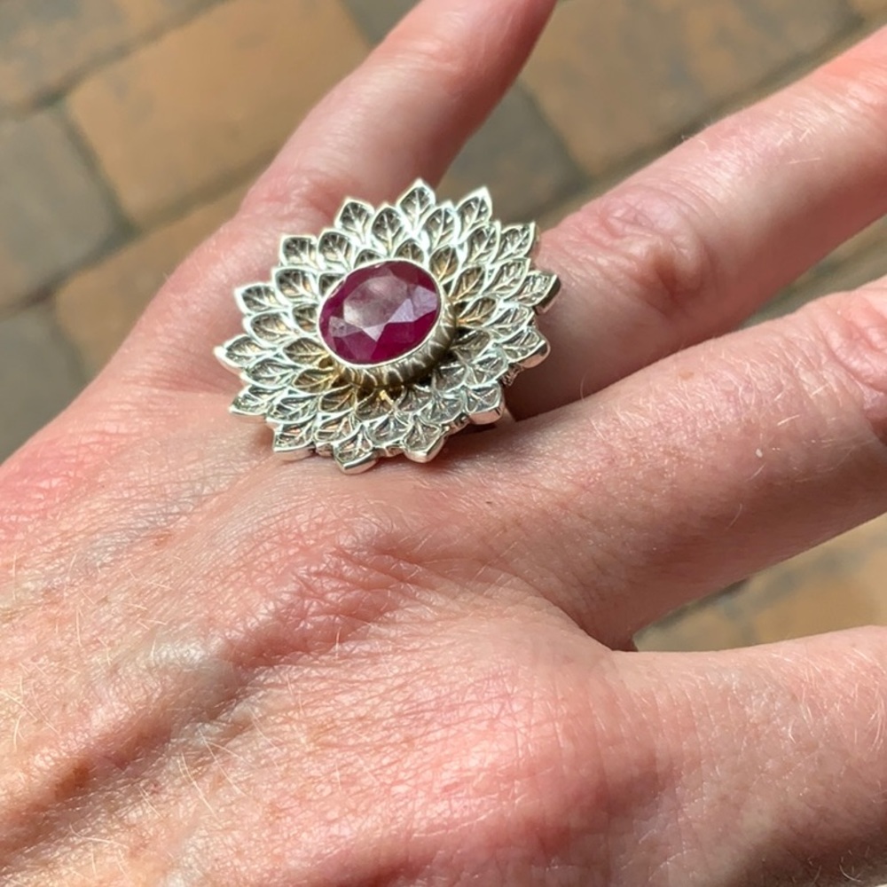 Ruby 925 Sterling Silver Ring, Size 8 - image 6